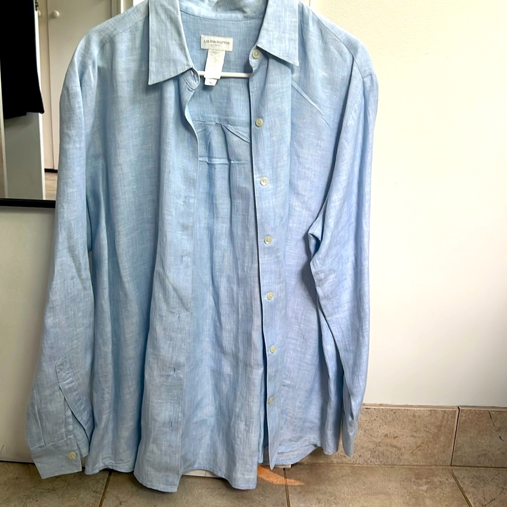 Light blue Liz Claiborne linen shirt